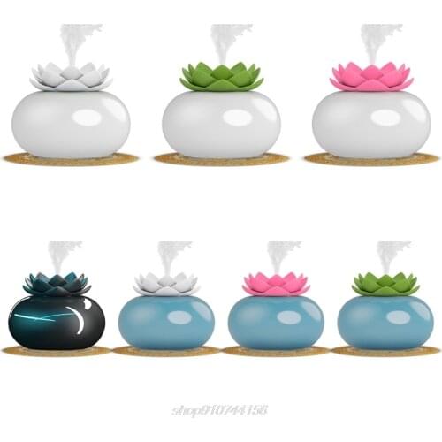 Ceramic Essential Oil Diffuser,Personal Humidifiers Small Desk,Cute Lotus USB Cool Mist Humidifier Ultrasonic D01 20 Dropship