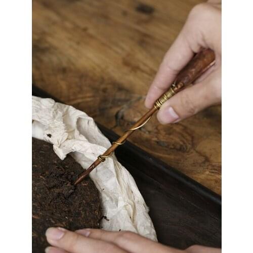Vintage Tea Knife Copper Puer Ceremony Prying Insert Luxury Green Oolong Black Tea Knife Handmade Cadeau Household Products DG5