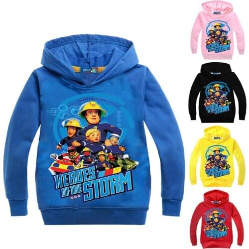 Z&Y 3-16Years Fireman Sam Clothing Costumes Hooded Coat Baby Boy Jumper for Children Girl Clothing Print Cartoon Outwear N07626