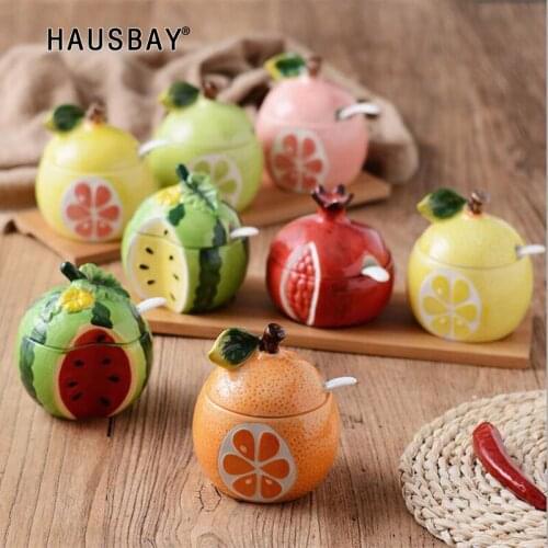 Creative Ceramic Seasoning Jar Bottle Cute Fruit Melon Shape Storage Tank Party Kitchen Decoration Supplies Sugar Bowl 08143