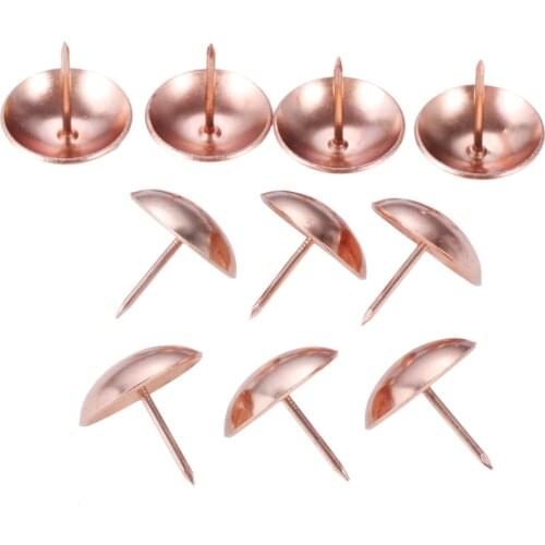 50/10pcs Rose Gold Upholstery Round Nails 25x25mm Metal Pushpin Doornail Vintage Tacks Antique Stud Jewelry Wine Box Sofa Decor