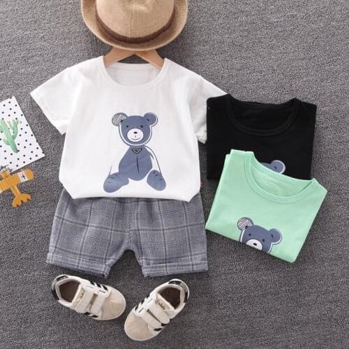 Summer Children Fashion Clothes Toddler Baby Boys Girls Cartoon Bear T Shirt Shorts 2Pcs/sets Kids Infant Casual Outfit Clothing