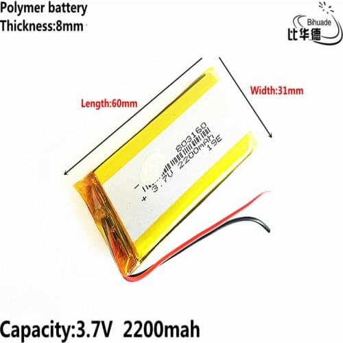Liter energy battery 3.7V,2200mAH 803160 803060 Polymer lithium ion / Li-ion battery for tablet pc BANK,GPS,mp3,mp4