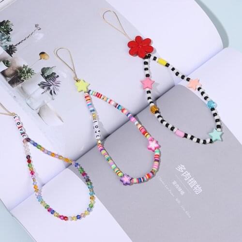 Mobile Phone Chain Mobile Phone Rope Crystal Beads Chain Strap Anti-lost Lanyard for Cell Phone Case Decoration Hanging Cord