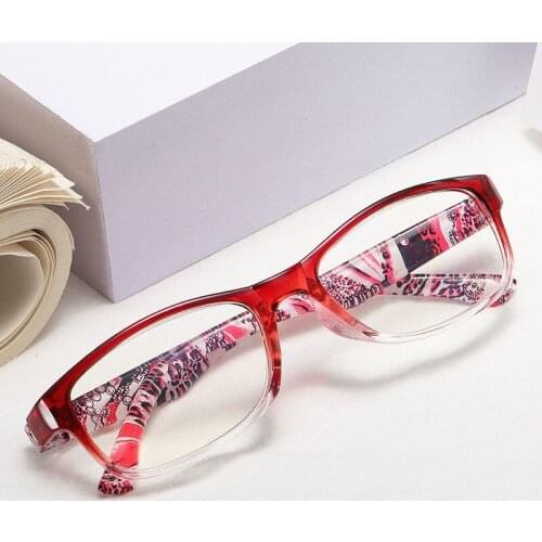 Fashion Reading Glasses Spring Hinge Flower Print Resin Lady Eyewear Protector Glasses Presbyopic +1.0 +1.5 +2.0 +2.5 +4.0