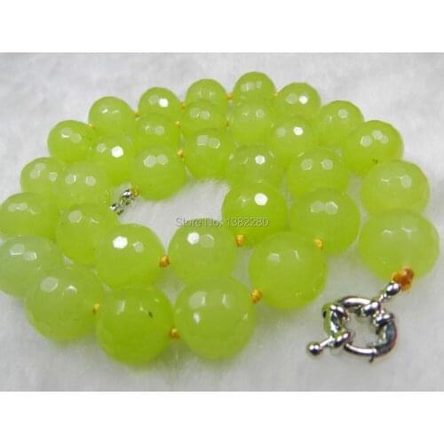 Fashion Style 10mm Faceted Grenn Peridot Jewellery Necklace Chain 2 Pieces/lot Charming Woman Jewelry Wholesale Price JT5463