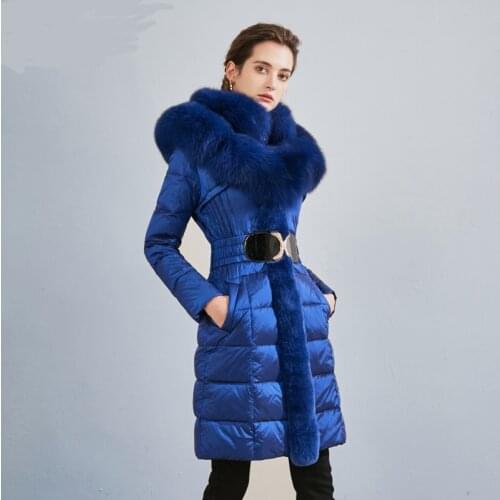 Fashion Womens Big Real Fox Fur Hooded Down Coat Female Winter Rabbit Fur Stitching Thicker Warm Down Jacket Down Parkas F2299