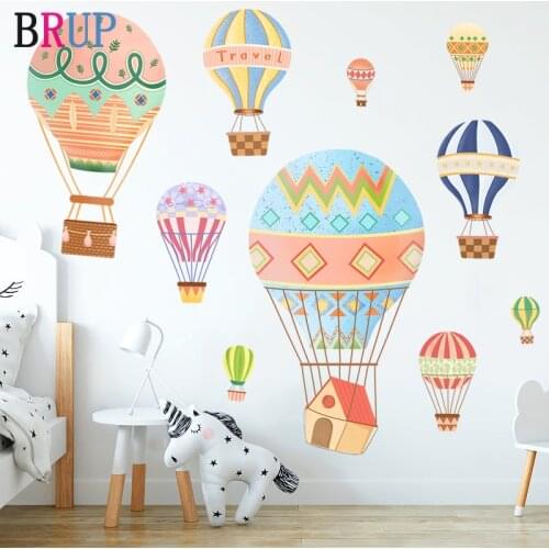 Cartoon Hot Air Balloon Wall Stickers Paint Style for Living Room Kids Room Wall Decal Baby Nursery Murals Wall Decor Baby Gift