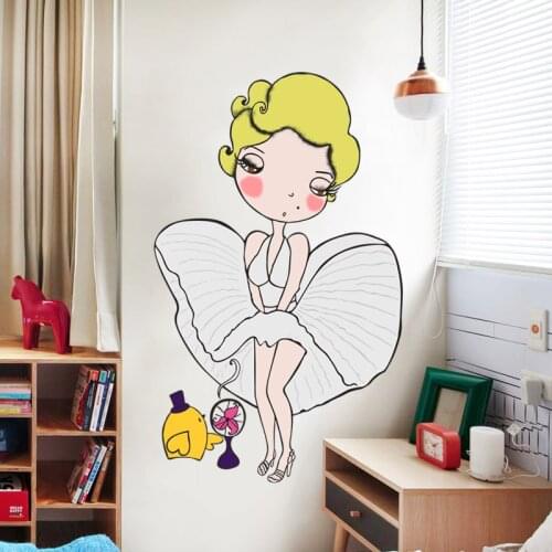 Cartoon Marilyn Monroe Wall Stickers Girl Home Decor Living Room Bedroom Wall Decal Wallpaper Poster