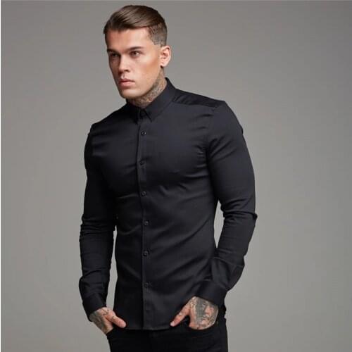 2021 Fall Mens New Long Sleeve Fashion Casual Long Sleeve Shirt Mens Shirt Solid Color 6 Colors M-2XL