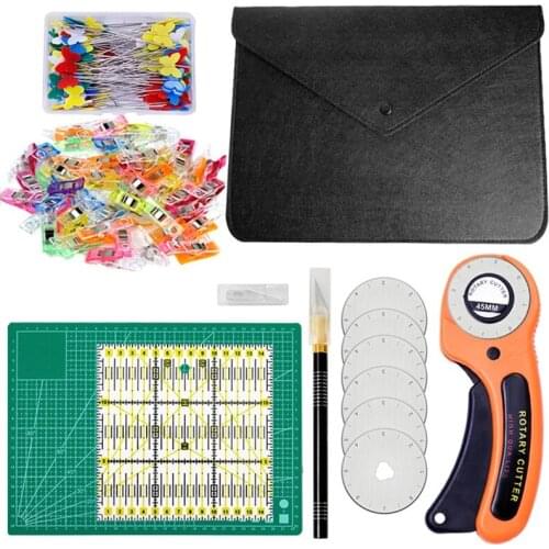 LMDZ Rotary Cutter Kit with Mat Patchwork Ruler Carving Knife Spare Cutter Storage Bag Suitable for Beginner Crafting at Home