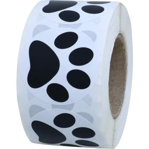 50-500pcs 1Inch Gift Packing Black Paw Print Sticker Dog cat Paw Labels for laptop reward sticker stationery teacher for student