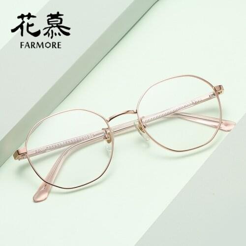 Full-frame glasses frame with elegant personality, round face and myopia frame, retro anti-blue light flat frame