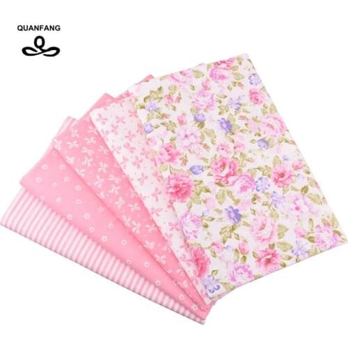 QUANFANG Pink Printed Twill Cotton Fabric For DIY Quilting Sewing Baby Child Sheet,Pillow,Cushion Material 50*160cm OR 40*50cm