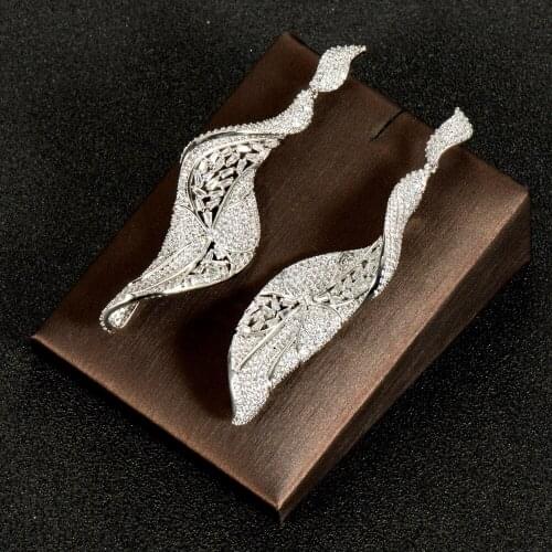 HIBRIDE Popular Geometric Design Full Mirco Paved Cubic Zircon Naija Wedding Earring Fashion Women Party Jewelry Gifts E-995