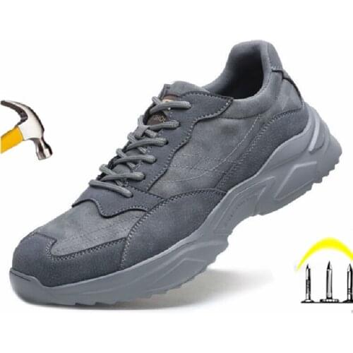 Light Mens Work Safety Shoes with Steel Toe Cap Mens Boots Indestructible Shoes Anti-smash and Anti-puncture Work Sneakers