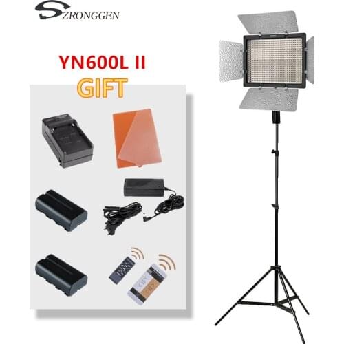 Yongnuo YN600L II YN600L II 600 LED video light panel 3200-5500K photography set + charger + battery + tripod + adapter