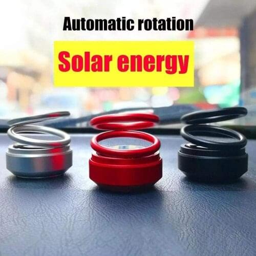 Solar Powered Rotating Car Essential Oil Diffuser Double Rings Perfume Air Freshener Fragrance Accessories Decoration Ornament
