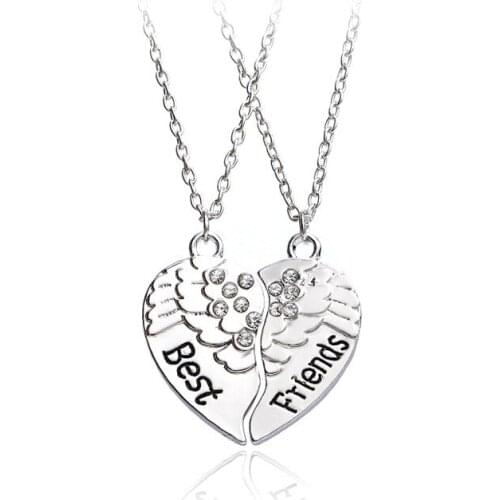 Best Friends Jewelry 2 Parts Loving Heart Stitching Necklace Fashion Chain Pendants&Necklaces