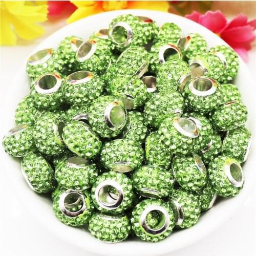 20Pcs Handmade Big Hole Rhinestone European Spacer Beads Fit Pandora Charms Bracelet Women Hair Beads Charms for Jewelry Making