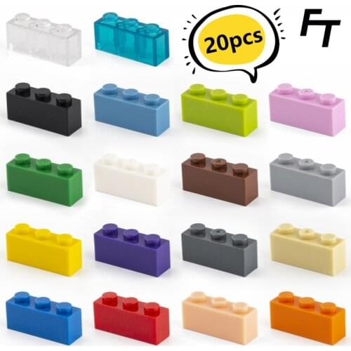 20pcs Small Particle 3622 High Brick 1x3 Building Blocks Parts DIY Blocks Compatible with Creative Gift Castle Toys