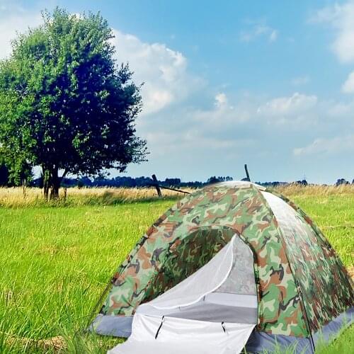 3-4 Persons Waterproof Camping Tent PU1000mm Polyester Fabric Single Layer Tent for Outdoor Travel Hiking 200*150*110cm