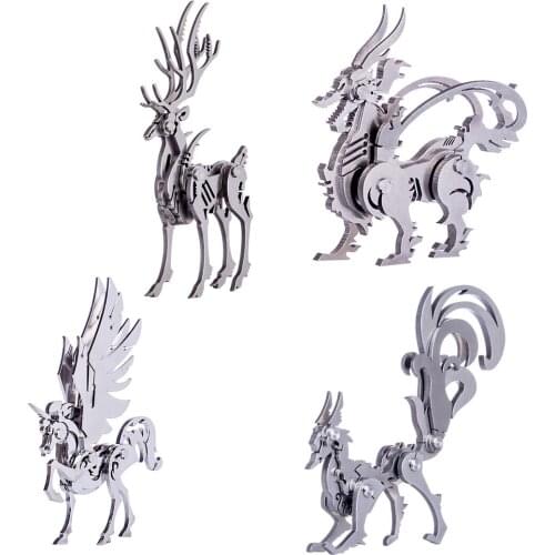 4pcs/Set 3d DIY Model Building Kits Assemble Detachable Model Puzzle Toy Ornaments Assembly Toys For Kids With Tools