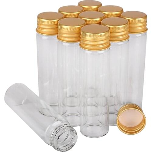 50 Pieces 20ml 22*80mm Small Glass Bottles Ink Perfume Bottles Jars Vials with Golden Aluminum Caps for Wedding Craft DIY Gift