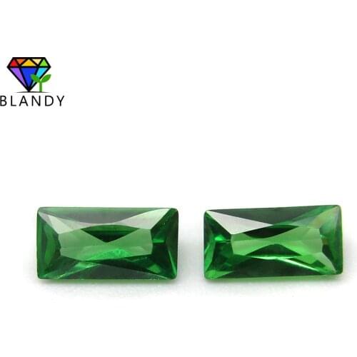 Free Shipping 2*4~9*11mm Rectangle Shape Green Cubic Zirconia Stone 5A Synthetic Gems CZ Stone For Jewelry