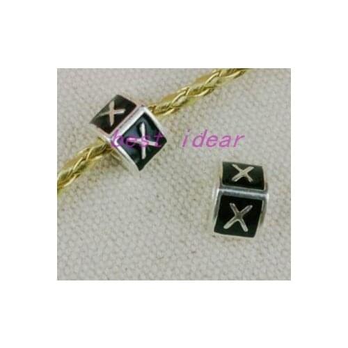 Free Shipping!Letter Metal Beads 50pcs/lot Alloy Triangular "X" Silver Charms Bead Fit Bracelet &DIY European Necklace