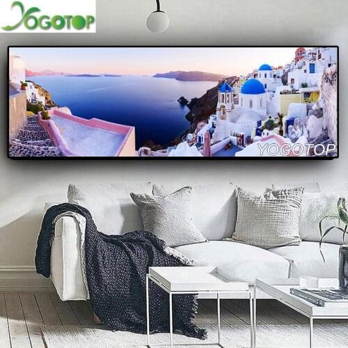 Large diy diamond painting Santorini Aegean Sea Natural Landscape Abstract 5D Full Mosaic diamond embroidery Wall Decor YY2658