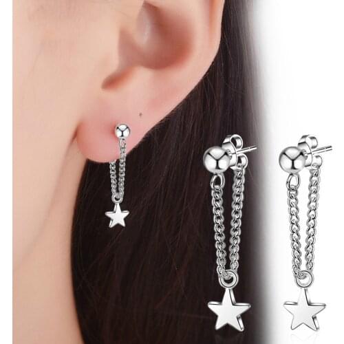 Cehap jewelry 2021 new hot Stud Earring Women Jewelry Classic Star Pendant with Ear Wire Chain Earrings for Women Party Gift