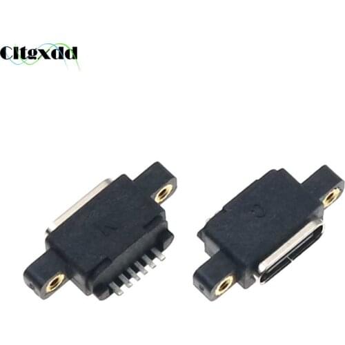 Cltgxdd USB 3.1 Type-C Jack W/ Screw Hole 6Pin Female Socket SMD DIP Connector For DIY PCB Design High Current Fast Charging