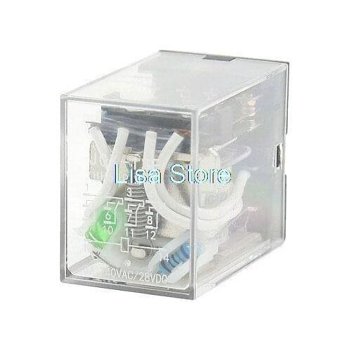 DC 12V Coil Green LED Pilot Light General Purpose Power Relay 4P2T JQX-13F MY4