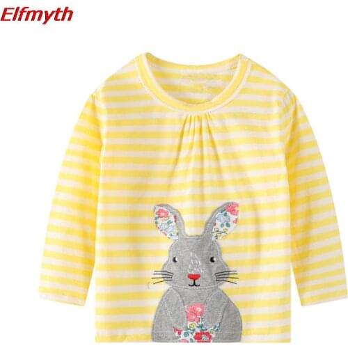 Girls T-shirt Animails Rabbit T Shirt Kids Clothes Kawaii Tops Roupa Infantil Menina T-shirts Vetement Enfant Fille Camisetas