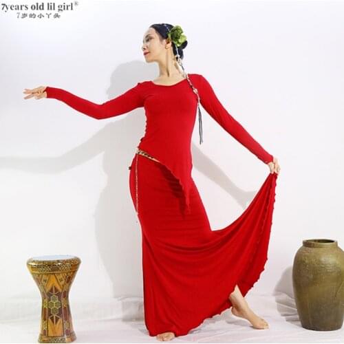 Spanish Dance Dress Flamenco Ppractice Skit+top Multilayer Wear Women Fishtail ESS02