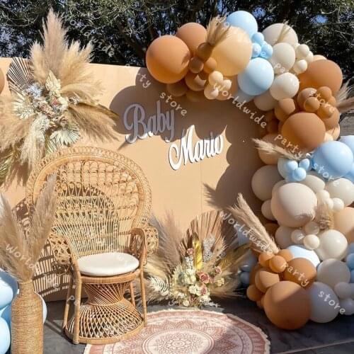 Blush Nude Gender Balloon Garland Arch kit DIY Doubled Reveal Decoration Cream Peach Coffee Blue Balloon Party Baby Shower Decor