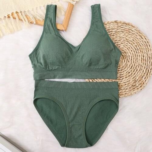 Women Bra Brief Sets Push Up Bra Panties Bralette Sport Fitness Top Female Padded Brassiere Sexy Lingerie Comfort Underwear Set