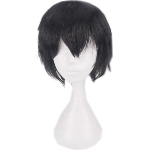 30CM 12'' black short Wig Heat Resistant Synthetic Hair Halloween Costume Carnival party cosplay Wigs