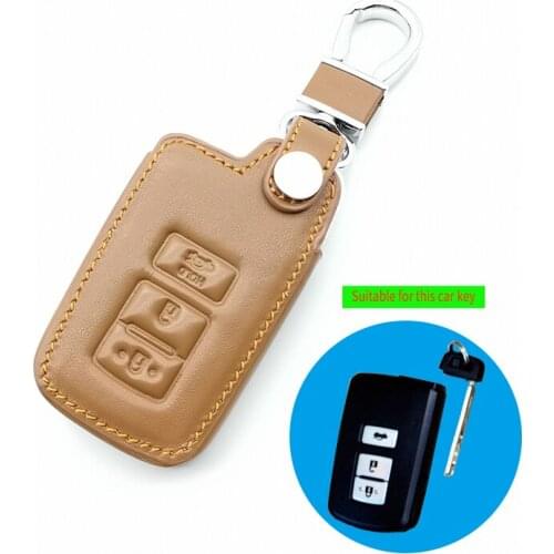 Car Leather Key Shell Fob Case Cover For Toyota Camry Corolla Avalon Rav4 Land Cruiser 3 Buttons Remote Key Protector Holder