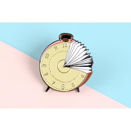 New cute portable yellow alarm clock slice mouth life supplies alarm clock creative simple punctual metal enamel pin brooch