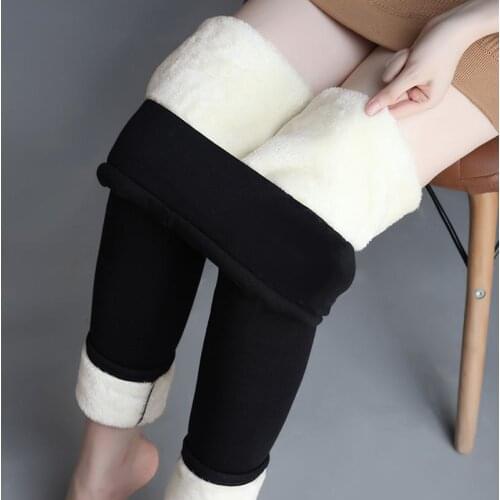 NORMOV Women Winter Leggings High Waist Elastic Plus Velvet Thick Legging Push Up Slim Keep Warm Lamb Wool Leggins Female