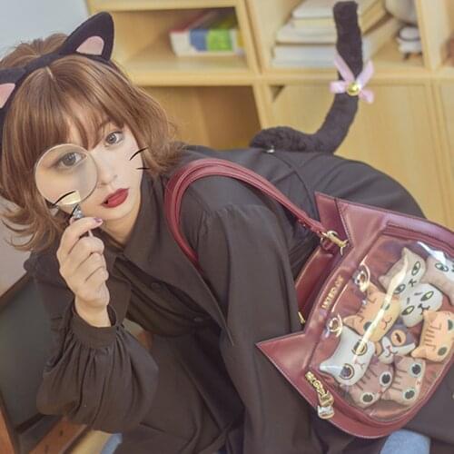 Multicolor Soft Girl Japanese Cute Cat Itabag Lolita Womens Transparent Jelly Shoulder Bag Harajuku Kawaii Backpack Handbag