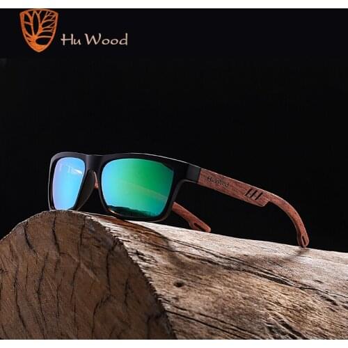 HU WOOD Zebra Wood Sunglasses For Men Fashion Sport Color Gradient Square Sun glasses Driving Fishing Mirror Lenses GR8016