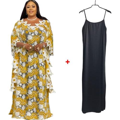 2021 New African Guipure Lace Dresses For Women Ankara Dashiki Embroidery Maxi Robe Wedding Party Kaftan Abaya Plus Size Bubu