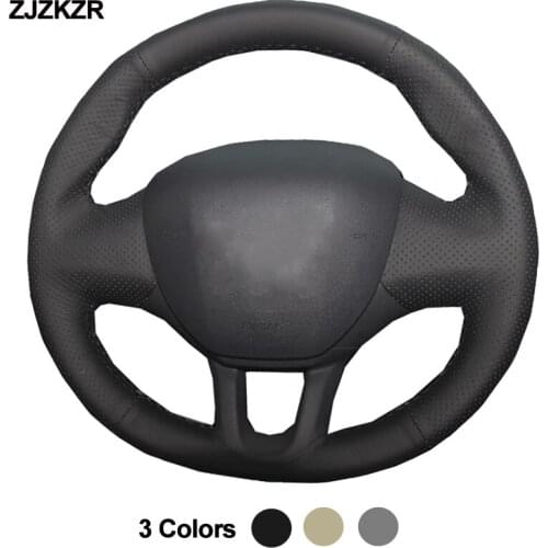 Car Auto Braid Steering-Wheel Cover For Peugeot 2008 2013-2019 Peugeot 208 2011-2019 Stuurhoes Funda Volante Volant 2012 2014
