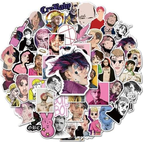 50pcs USA Rapper Star Lil Bo Peep Poster Style Fashion Artist Stickers for Mobile Phone Laptop Suitcase Skateboard Decal Sticker