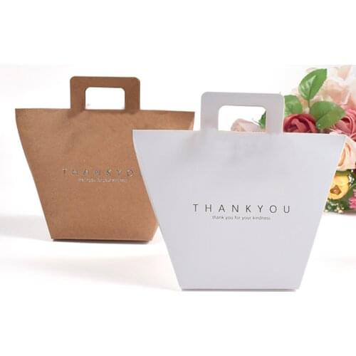 Gift Box Bronzing Thank You Kraft Paper Tote Bag Gift Candy Box Package Christmas Wedding Birthday Party Favor Bags