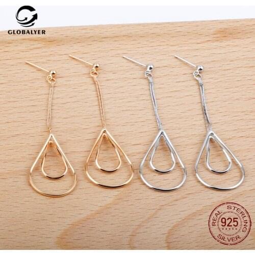S925 sterling silver earrings Hand wrapped droplet earrings Long tassel drop earrings Stud Earrings Free shipping 584
