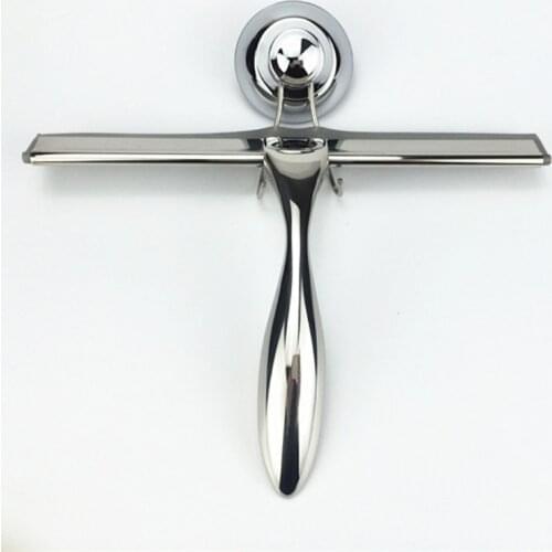Glass Window Squeegee Cleaner Shower Bathroom Mirror Rubber Wiper With Suction Hook Water Vapor Removal